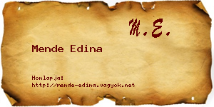 Mende Edina névjegykártya